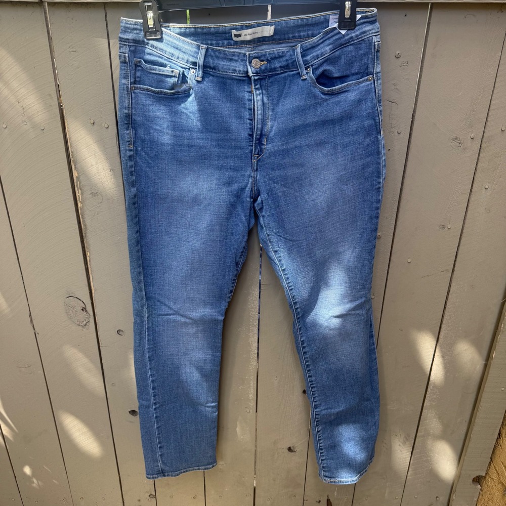 Levis Mid Rise Skinny Jeans Womens 16 Medium Wash Blue Stretch Denim